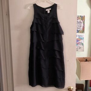 Kenar Silk Tiered Vintage Chic Little Black Dress Women’s 8